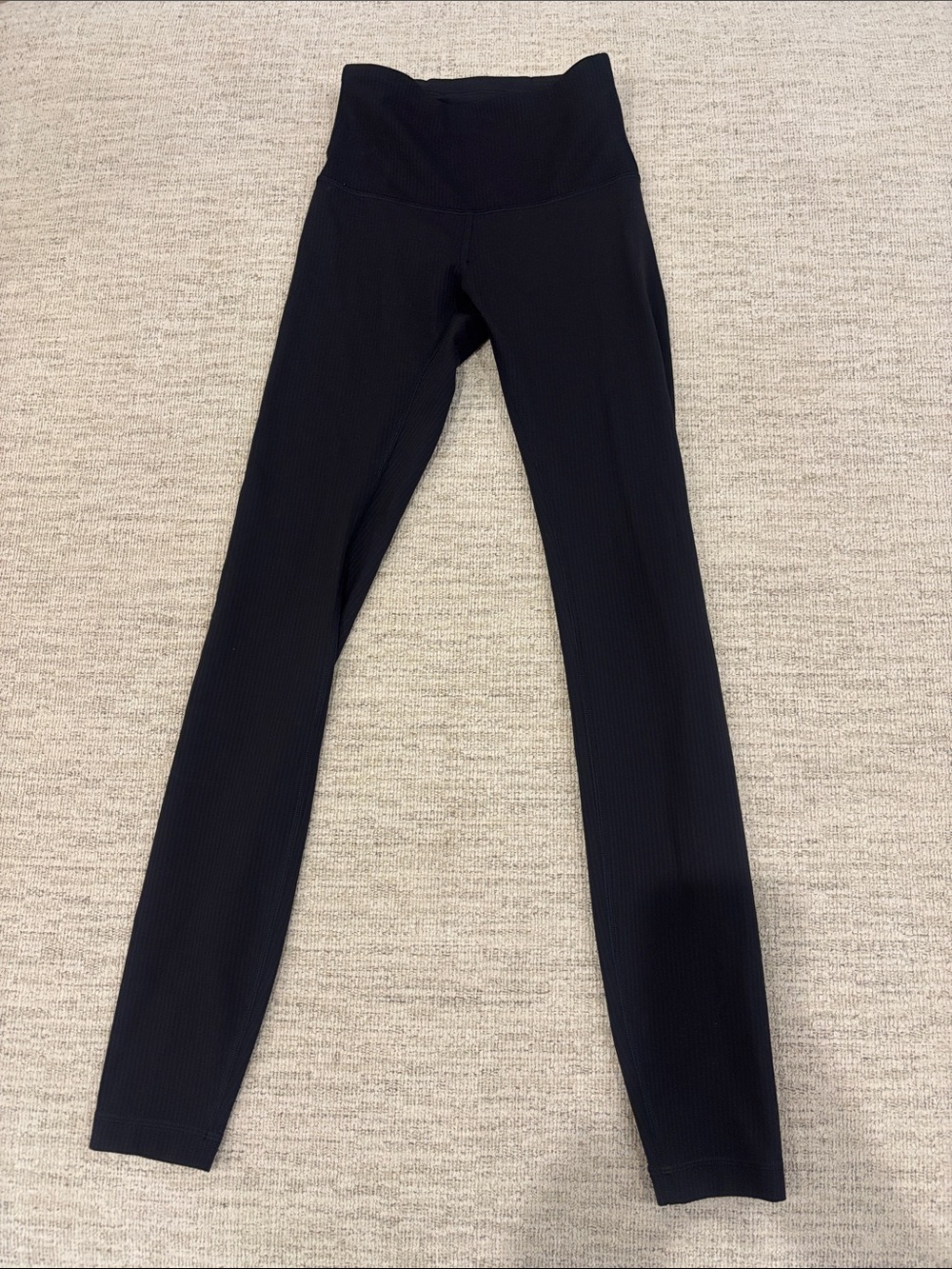 High-Waisted Black Ribbed Lululemon Leggings
